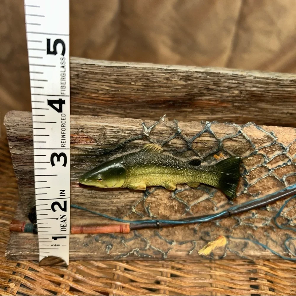 Rustic Fish Decor with Fishing Rod Accent